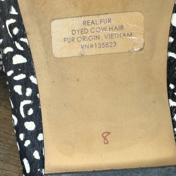 Sam Edelman Women’s Size 8 Black White Real Dyed Calf Fur Leather Ballet Flats - Picture 5 of 5